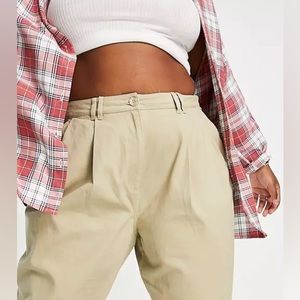 ASOS DESIGN Curve ovoid pleat front peg pants in sandstone (US 20)